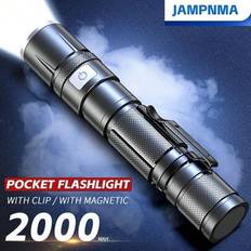 Uppladdningsbara ficklampor med hög lumen, superljus liten magnetisk ficklampa med lång kastlängd, LED-blixt med 5 lägen, kraftfull ficklampa för camp - Grå (En-Storlek)