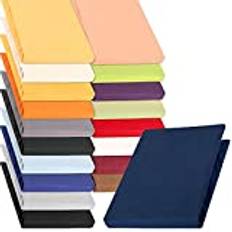 aqua-textil ren jersey spännlakan, 140 x 200 – 160 x 220 cm, mörkblå, vattensäng, resårsäng 160 g/kvm, mako-bomull
