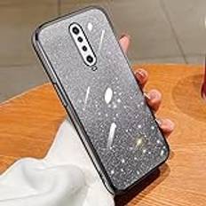 ATISIJIE Transparent Glitter Skal för Motorola Moto E7,Stötskyddad Telefon Bumper Bling Gnistra för Kvinnor Flickor Fodral för Motorola Moto E7-Svart