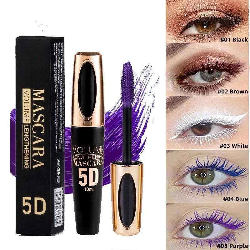 6 Färger Kosmetika Färgad Mascara Snabbtorkande Kladdfri Silkesfiber Mascara Naturlig Lång Böjande Ögonfransmascara