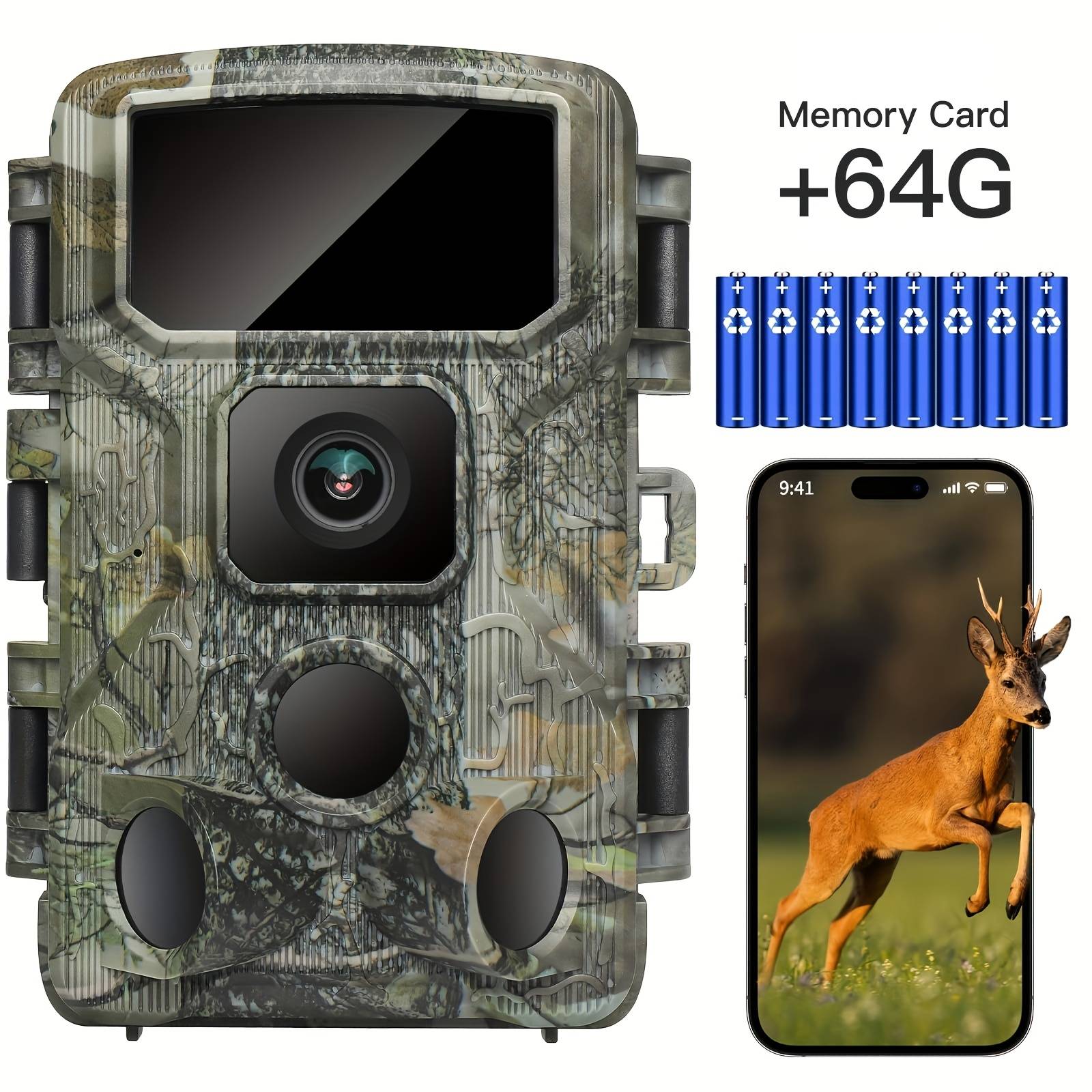 TEMU Trail Camera,wifi Trail Cam 4k 48mp Game Camera With Night Vision,, 0.05s Trigger Speed And130°wide-angle 2pcs Infrared Leds For Wildlife Monitoring
