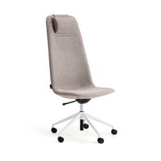 Stol LANGLEY, hög, med hjulstativ, vit/taupe