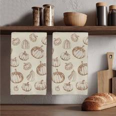 2 st minimalistiska kökshanddukar med höstpumpamönster, mjuka disktrasor i polyester, lämpliga för köksdekor, städning, festdekorationer, köks- och ba - Multifärgad (40*60cm)