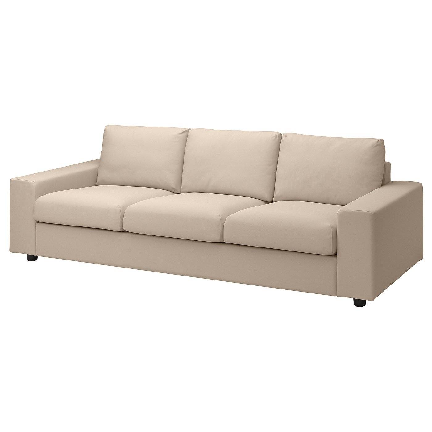 VIMLE klädsel till 3-sitssoffa, med breda armstöd/Hallarp beige