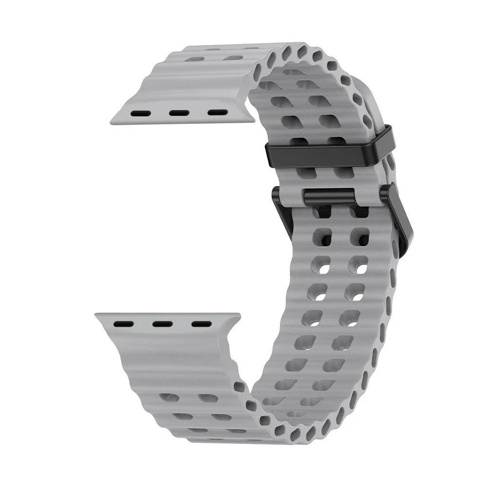 Havsrem för apple watch 10 Band 44mm 45mm 41mm 49mm 42mm 46mm silikon correa armband iWatch serie 5 7 6 3 se 8 Ultra 2 9 black