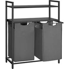 Vasagle - Dobbelt vasketøjskurv 73x33x91 (grå/sort/sort)