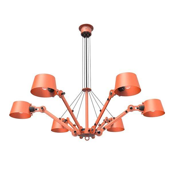 Bolt Pendel Chandelier 6 Arm Striking Orange.