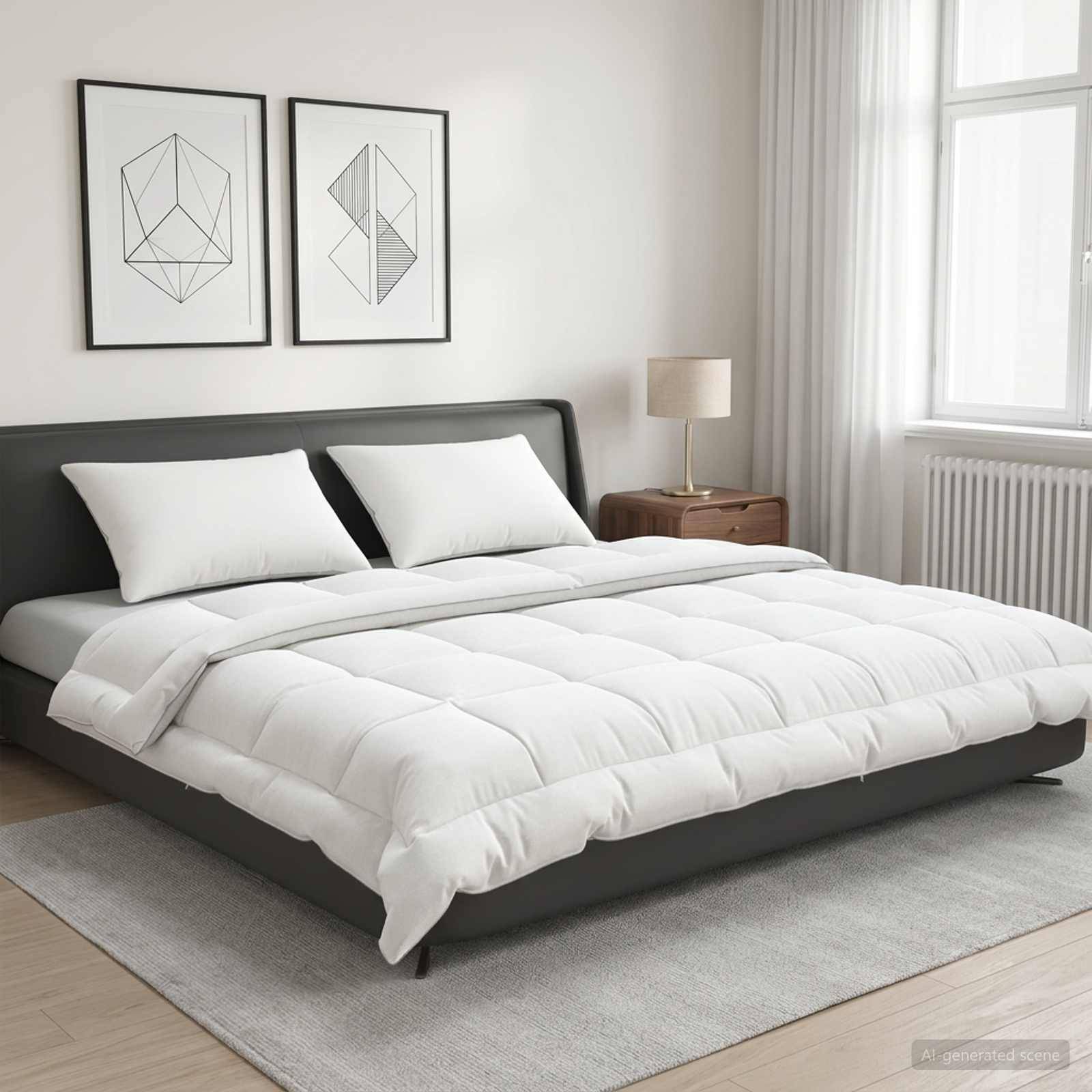 vidaXL Dyne- og puddesæt 3 stk. 220x260 cm Sommer 140 GSM Uld Hvid