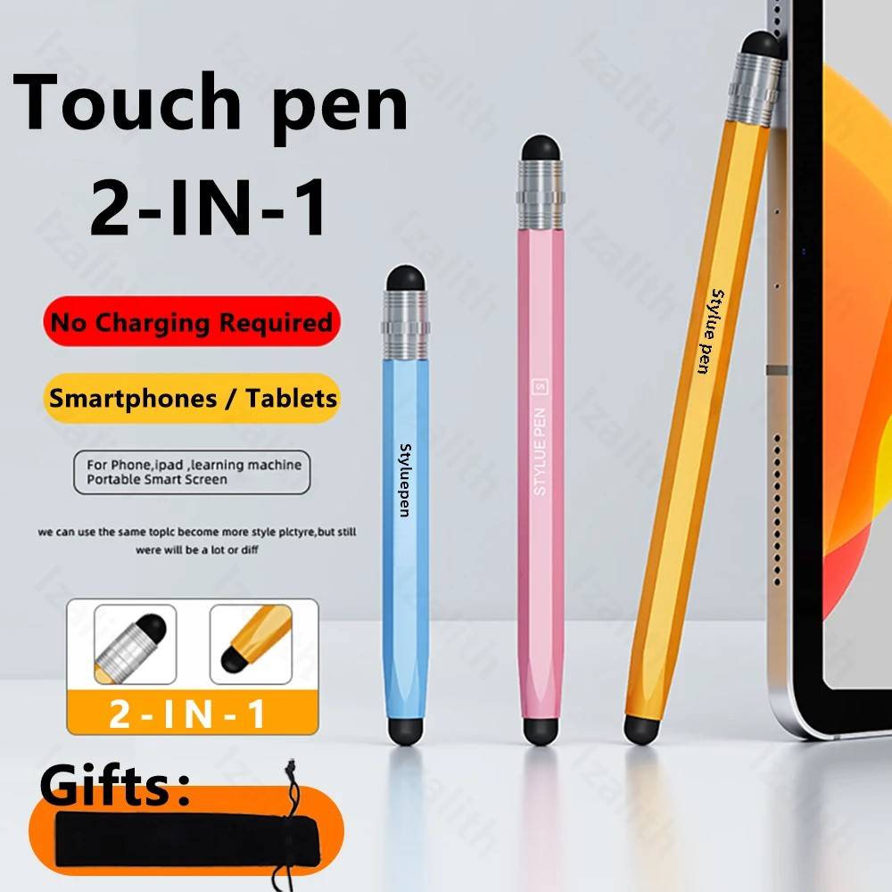 Touch Pen For Tablet Universal Pencil Capacitive Stylus Double Dual Silicone Head For iPad Android Smart Phone