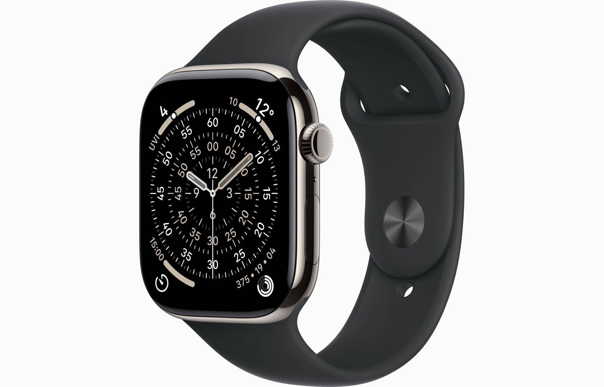 Apple Watch Series 11 Titanium 46 mm (2025) | GPS + Cellular | Naturtitanium | sportsrem M/L | sort