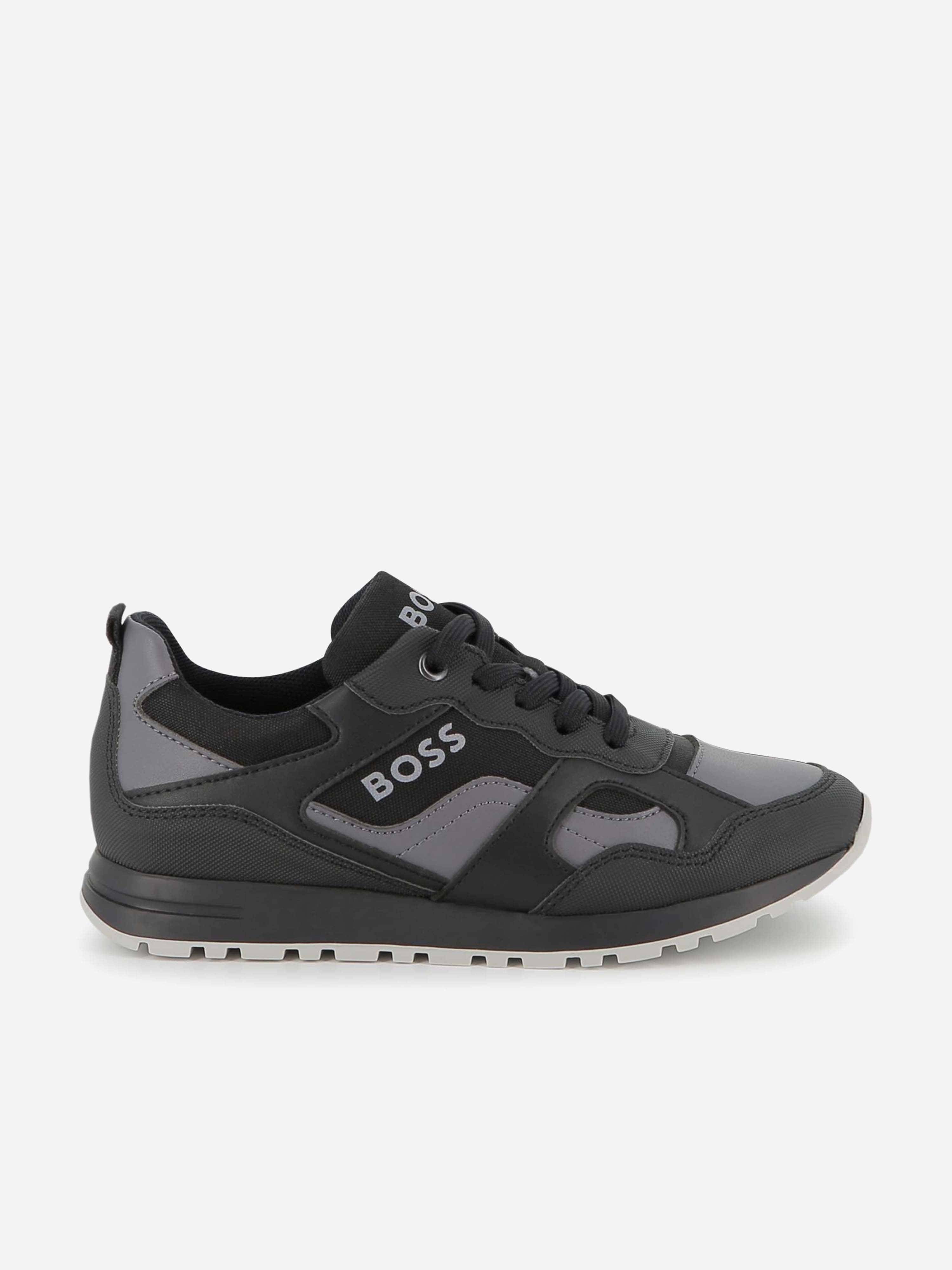 BOSS Boys Logo Trainers in Black - Black / EU 35 UK 2.5
