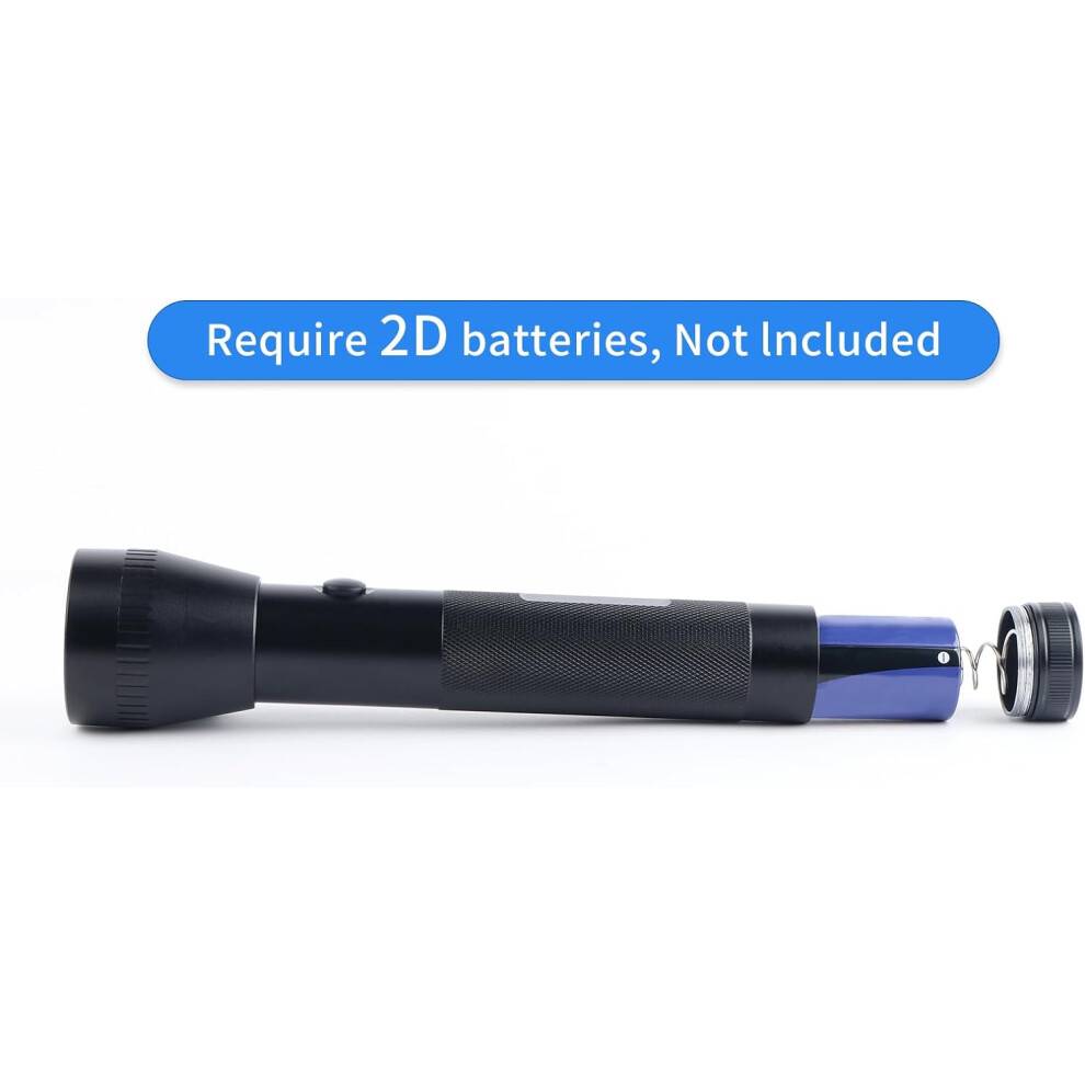 Kraftig 2-cellet D-batteri LED-lommelygte, høj lumen, robust aluminiumslommelygte til udendørs og nødsituationer (1 pakke)