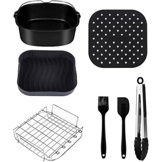 Airfryer-tillbehör 9-tum (22CM diameter) 7-delars matlagningsset kompatibelt med Philips airfryer Xxl HD9630, HD9650