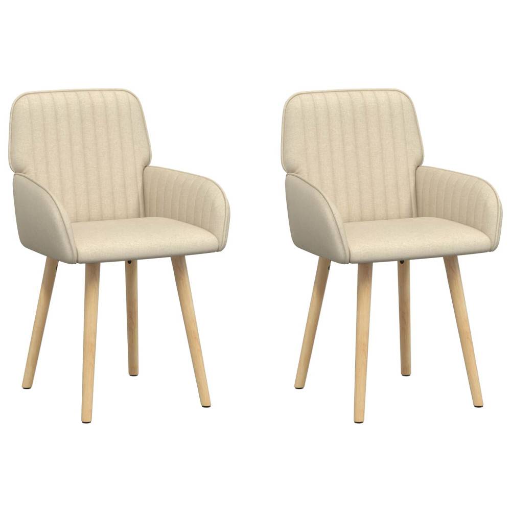 Matstolar 2 pcs Tyg Gräddvit 56,5 x 50 x 87,5 cm