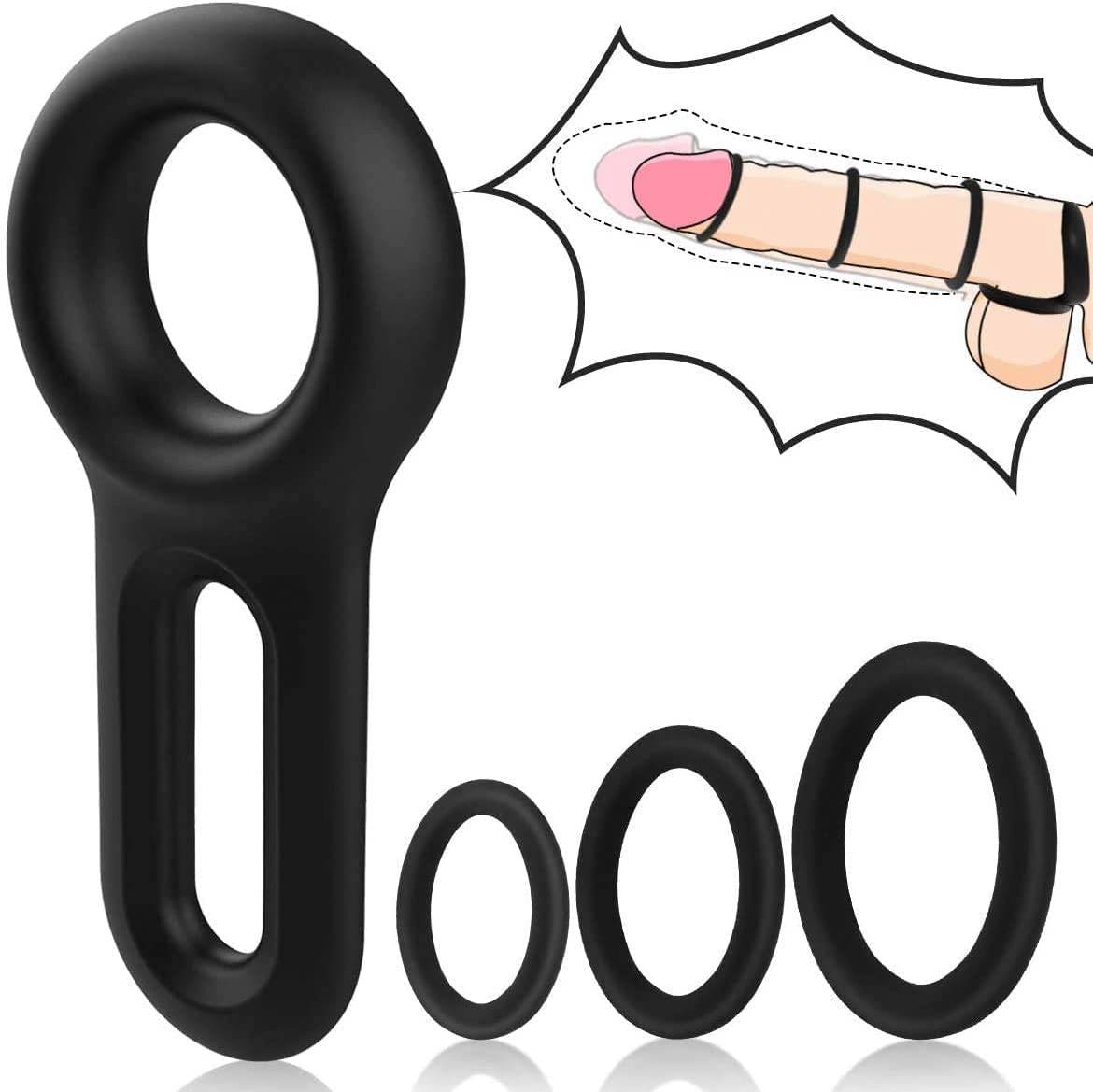 Paloqueth Silicone Stretchy Cock Rings Set Black 4 pack.