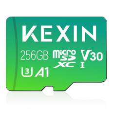 KEXIN Micro SD Karte 256GB MicroSDXC UHS-I Speicherkarte 256GB + SD Adapter, A1, V30, U3, Class 10, Full HD MicroSD Karte 256 GB Micro SD Card für Smartphones, Actionkameras, Drohnen, Tablet