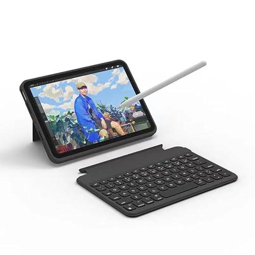 QYiiD Tangentbordsfodral för iPad mini 7 (2024)/iPad mini 6 8,3 tum 2021, 7 färgs bakgrundsbelysning – 360° vridbar – automatisk vila/vakna, ultratunt trådlöst avtagbart Bluetooth-tangentbord för Mini