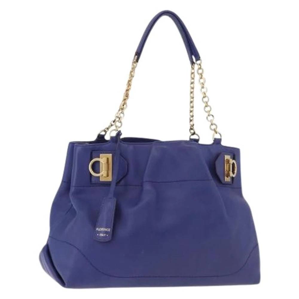 Salvatore Ferragamo Pre-owned Pre-owned Metal Shoulder Bag - Vintage - Dame - Blå - ONE SIZE - Uld