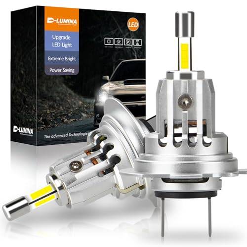 D-Lumina 360° H7 LED-strålkastarlampa, 100 W 16000 LM LED-lampa för 12 V bil 6 500 K vit, 500 % superljusa strålkastarkit ersättning för halogen