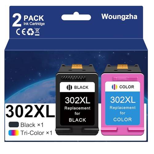 Woungzha 302XL renoverade bläckpatroner ersättning för HP 302 XL för HP DeskJet 3630 2132 3634 3639 3636 1110 Envy 4520 4525 4522 Officejet 3833 4650 3831 5220 5 230 (1 svart, 1 färg)