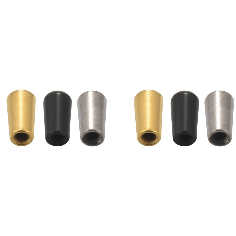 6Pcs Guitar Tip, 3 Way Toggle Knob Tip Cap Copper for Lp Epi Electric Guitar,Silver + Gun-Black + Gold