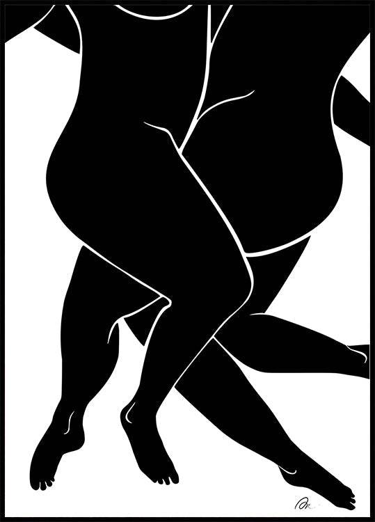 Lovers Black (30x40cm) - Plakater > Konstaffischer, Abstrakta Posters, Svart och Vit Posters, Illustrationsposters, BD, LANGFIX