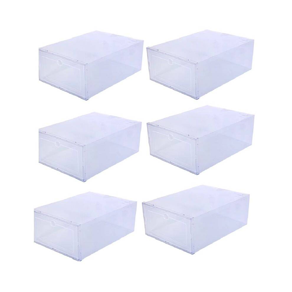 6 Pack Transparent Shoe Box Shoes Organizers Thickened Foldable Dustproof Storage Box Stackable Combined Shoe Cabinet