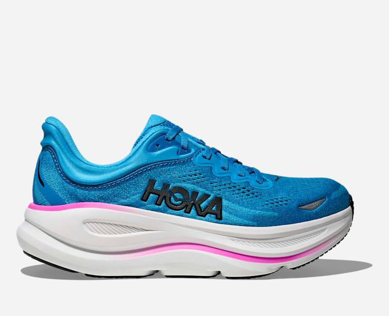 HOKA Bondi 9 Schuhe für Damen in Skyward Blue/Neon Fuchsia Größe 39 1/3 | Straße