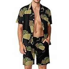 Cat Taco Casual herrshorts och skjortor set sommar Hawaiian kostymer semester simning XL