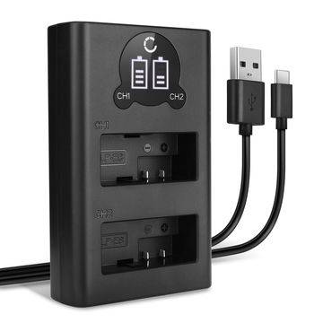 USB-dubbelladdare (LP-E8) för Canon EOS 550D EOS 600D EOS 650D EOS 700D Kiss X4 X5 X6i Rebel T2i T3i T4i T5i + 1m USB Kabel från CELLONIC