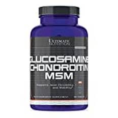 Ultimate Nutrition Glucosamine Chondroitin MSM Avancerad ledstöds-tillskott, stödjer leder, brosk och bindväv, tillskott med flera ingredienser, antioxidanta egenskaper, 90 tabletter.