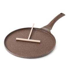 SENSARTE Nonstick Crepepanna 26cm, Pannankakspanna med Spridare, Schweizisk Belagd Stekpanna med Svalt Handtag, Platt Stekpanna för Induktion, PFOA-Fri (Brun)