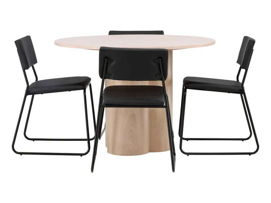Venture Design Olivia & Kenth matgrupp Svart/vitwash 4 stolar & bord 110 cm