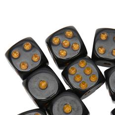 20PCS Black Dice 6 Sided Plastic Dice for Table Board Game Math Teaching Parties Straight Angle