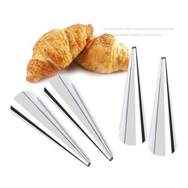 Croissanthornformar i rostfritt stål (10-pack) - Silverformar för bakstrut, två storlekar L & S L