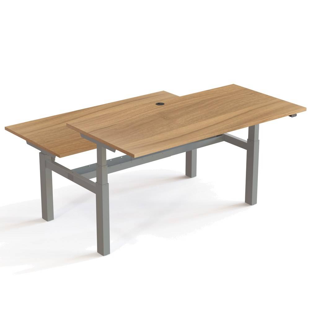 ConSet 501-88 Dobbelt hæve-/sænkebord, 160x80cm, valnød med sølv stel.