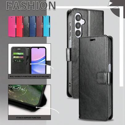 Skyddsskal med flip-cover + stödfodral + förstklassigt hantverk + komplett set med telefonskal, kompatibel med Apple, kompatibel med iPhone 16 Pro Max - Svart (Multi-size)