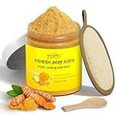 Gurkmeja och C-vitamin Kroppsskrubb, Exfolierande Scrub, Ta bort död hud Förbättra mörka fläckar Acne, Exfoliator för Body Butt Bikini Area, Kroppsvård för män Kvinnor, med Loofah