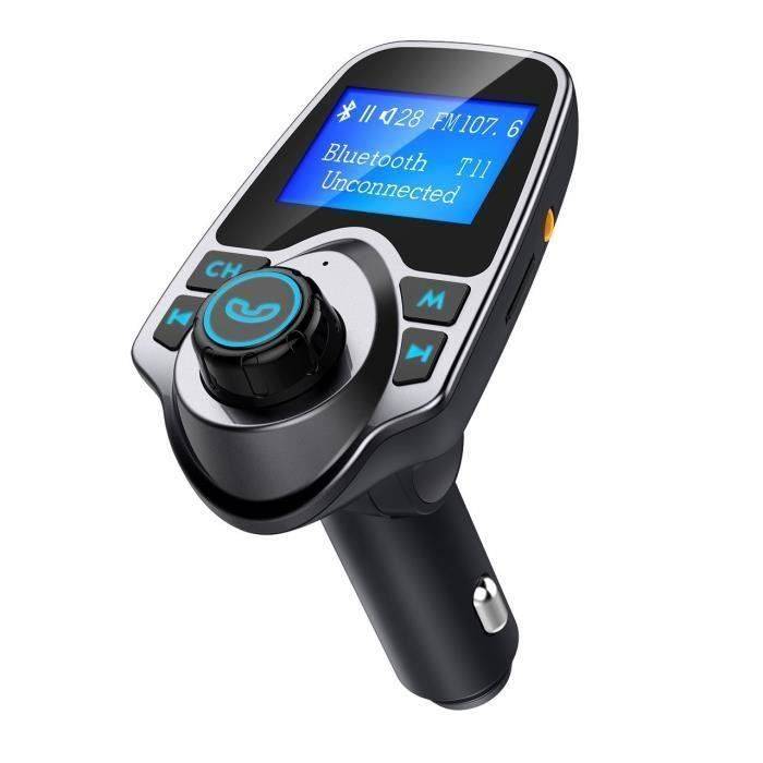 Voiture Bluetooth Lecteur MP3 Transmetteur FM Appel Mains Libres, Double Recharge USB, Micro SD-TF pour iPhone 8 7 Plus 6, Samsung