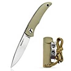 TONIFE Nova Neck Knife mit Scheide Lanyard und Clip, 68mm Feststehendes Klinge Kleine Hals Messer Neck Knife für Outdoor Edc (Warmer Sand+Stonewash)