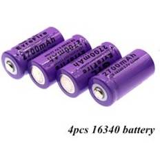 100% original 16340 batteri cr123a 16340 batteri 2700 mah 3.7v litiumjon uppladdningsbart batteri +16340 laddare - Vit