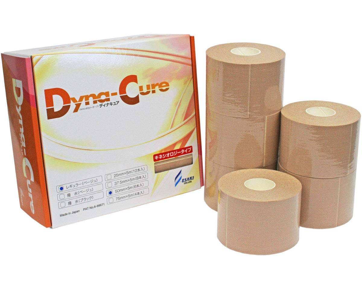 Made in Japan Dinacure Kinesiology Tape Kinesio Taping Tape that is stretchable in the vertical direction and almost in the horizontal direction beige