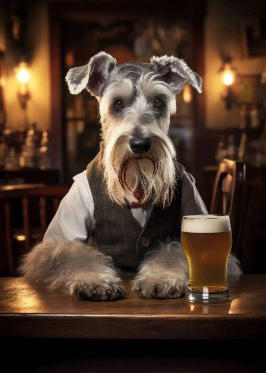 Poster med hundar i pubmiljö - Schnauzer / 30x40cm