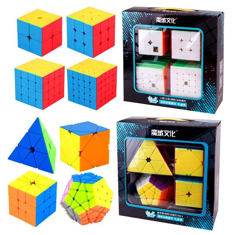 Speed Cube Bundle 2x2 3x3 4x4 5x5 Stickerless Magic Cube Set med presentförpackning black