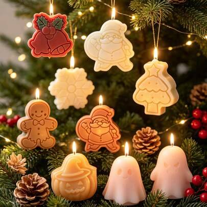 1 set jultema 3D-silikonformar, flera mönster med pepparkaksgubbe och julträdsmodeller, värmebeständig återanvändbar silikonbakform, för ljustillverkn (Jul #1,Jul #3,Jul #2,Jul #5,Jul #4,Jul #11,Jul #7,Jul #12,Jul #6,Jul #9,Jul #10,Jul #8)