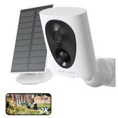 virtavo 2K Überwachungskamera Aussen Solar Akku WLAN Kamera Überwachung Aussen Kabellos Kamera, Nachtsicht WiFi Outdoor, Funktioniert mit Alexa, PIR, 2-Wege Audio,Cloud/SD Storage 2,4 GHz