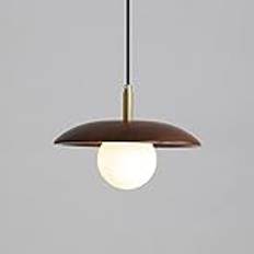 LED Chandelier All Bronze Base Natural Walnut Wood Pendant Light New Chinese Kitchen Ceiling Hanging Lamp Light Luxury Pendant Lamps Illumination Glass Lampshade Ceiling Lighting