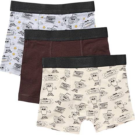 VRS børne 3-pak boxershorts str. 98/104 - beige/brun/grå
