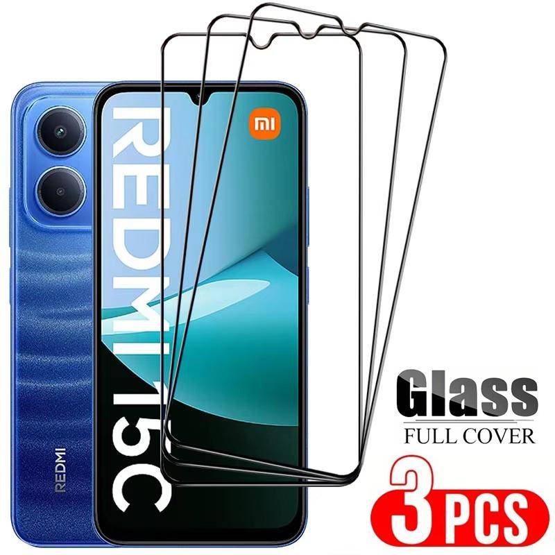3 st Härdat Glas För XiaoMi Redmi 15 15C 14C 13C 12C 10C Full Täckning Skärmskydd För RedMi Note 13 Note 12S 12 11 10 Pro Note 14 14S 4G 5G svart