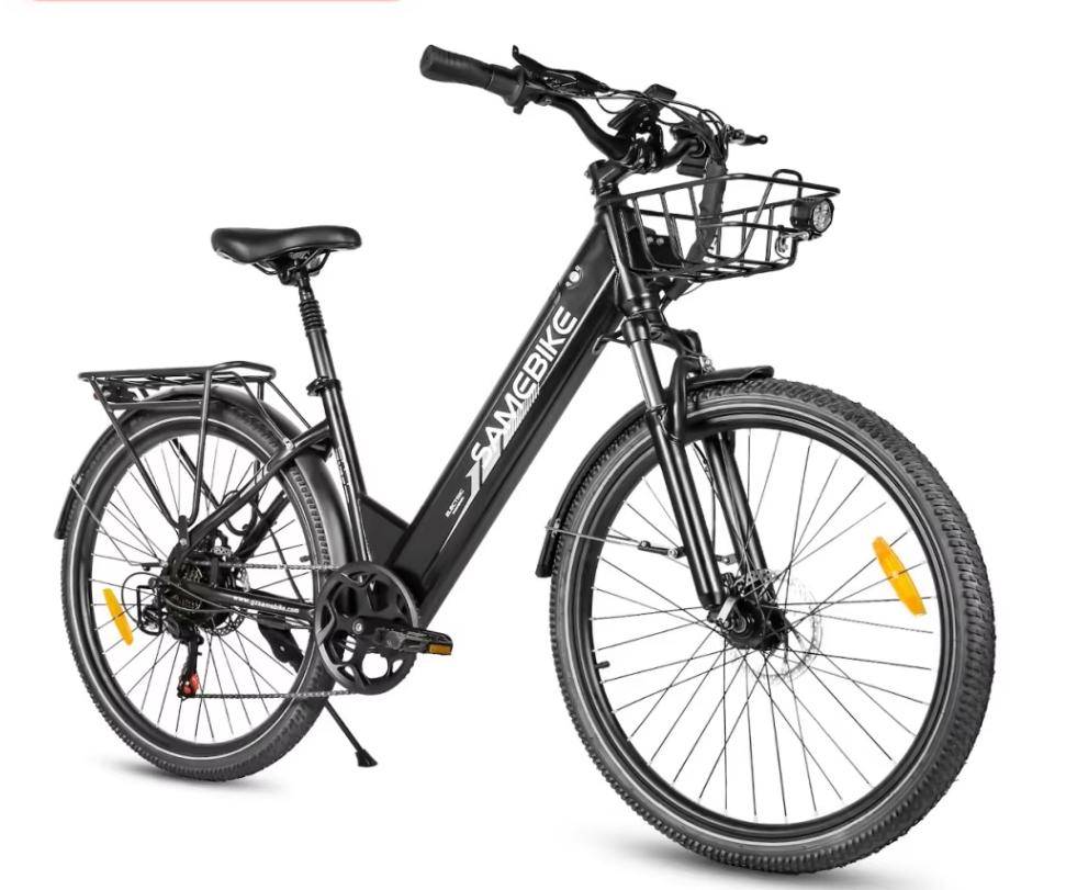 SAMEBIKE 26 tums Elcykel, 500W Motor, 36V 15Ah Litiumbatteri, Stadscykel E-cykel för Damer med Bakre Pakethållare svart